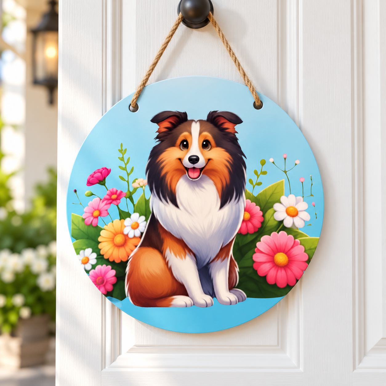 Floral dog door hanger